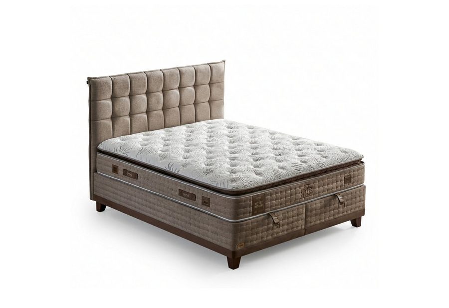 Bambi Boxspringbett Schlafzimmer Set Boxbett Stauraumbett mit Matratze Cotton Master (Set, 2 Bettkasten + Matratze + Kopfteil), Doppelbett