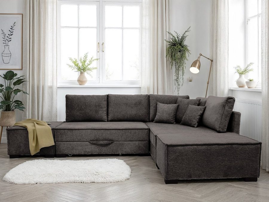 Home affaire Ecksofa Night & Day L-Form, B: 316 cm mit Dauer-Schlaffunktion 180x200 cm, Set: Sofa & Hocker, Schlaffunktion, Bettkasten & Kissen, Boxspringbett