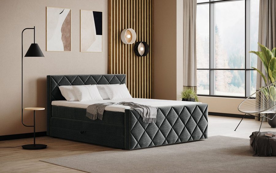 COTTA Boxspringbett Tower inkl. Bettkasten, mit Keder in abgesetzter Farbe, in verschiedenen Breiten, Härtegraden und Farben erhältlich