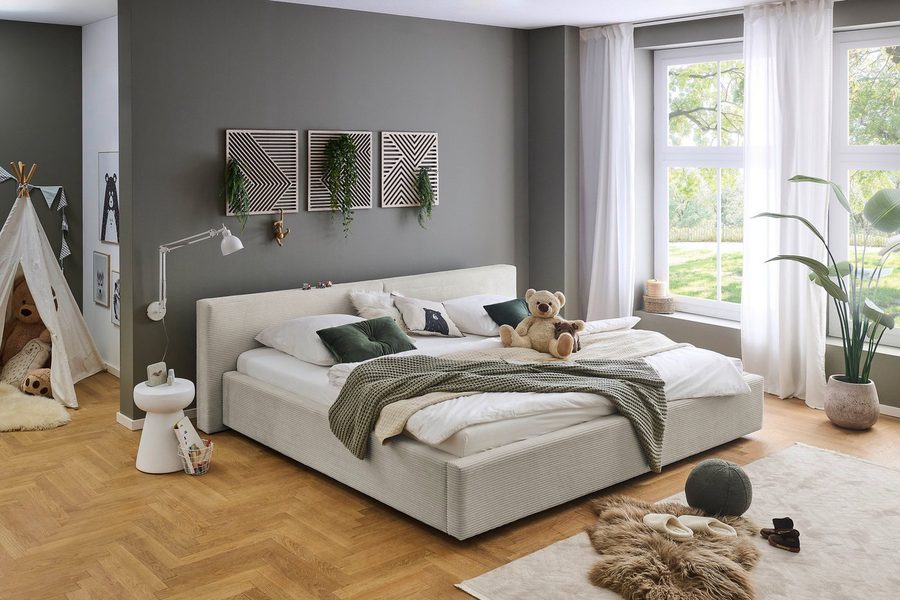 meise.möbel Polsterbett CUBE in Cord, Familienbett 240x200cm, wahlweise mit Lattenrost, verschiedene Farben erhältlich