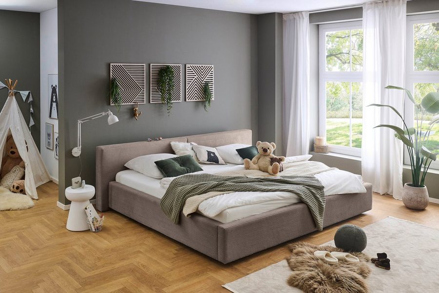 meise.möbel Polsterbett CUBE in Cord, Familienbett 240x200cm, wahlweise mit Lattenrost, verschiedene Farben erhältlich