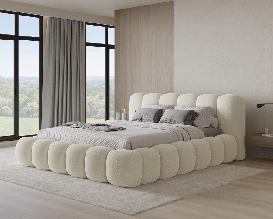 Chilly Möbel Polsterbett Stoff mit Stauraum und Hubfunktion Holzrahmen (Boxbett ohne Matratze in vielen Farben, 1-tlg., 140x200 160x200 180x200 200x200cm), gepolstertem Kopfteil Bettkasten modern