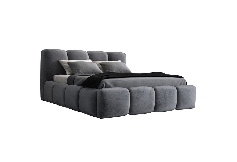 A&J MöbelLand GmbH Polsterbett DONA-OM mit Lattenrost und Bettkasten. (Bett mit Kopfteil. Lattenrost und Bettkasten Inclusive! Viele Varianten zur Auswahl – wählen Sie Größe und Farbe!, TOP ANGEBOT), Länge: 220 cm Höhe Kopfteil: 100 cm