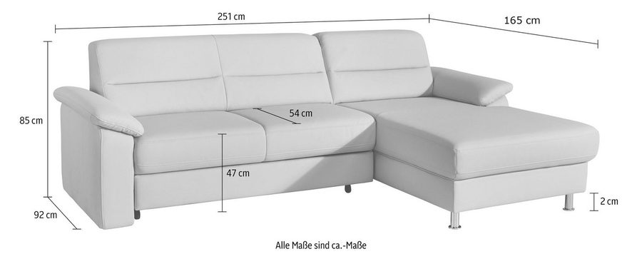 sit&more Ecksofa Ascara L-Form, B: 251 cm, Boxspring & Federkern, mit Schlaffunktion, frei stellbar, Komfortsitz