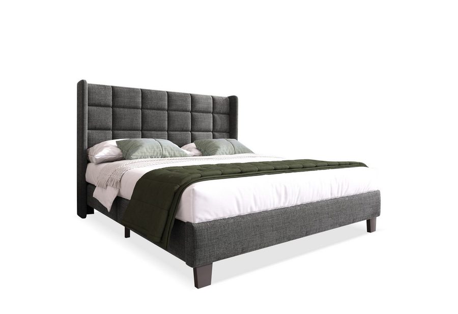 Flieks Polsterbett, Leinen Doppelbett Massivholzbett 140x200cm ohne Matratze von Flieks