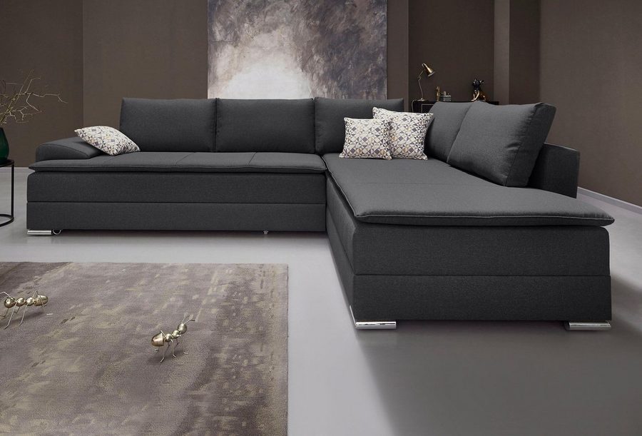 Home affaire Ecksofa Night & Day L-Form, B: 324 cm, Dauer-Schlaffunktion und Armlehne, Schlaffunktion & Bettkasten, Boxspringbett 180x200 cm