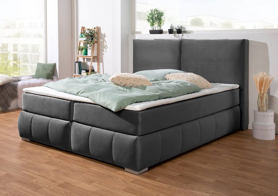 Home affaire Boxspringbett Wehma, inkl. Topper in 3 verschiedenen Matratzen, auch in Samtstoff