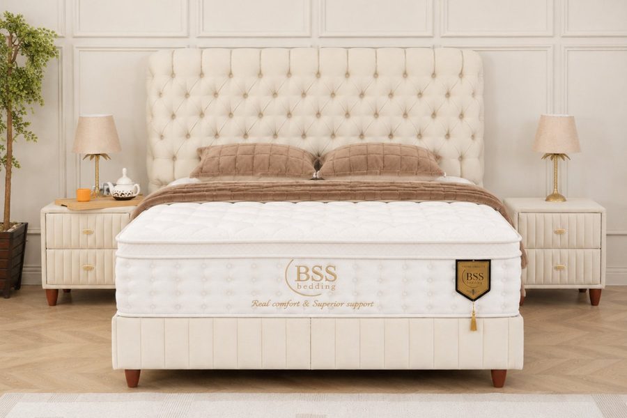 BSS BEDDING Polsterbett mit Bettkasten, Boxspringbett mit Matratze & Stauraum, Bett (mit/ohne Nachttisch), Taschenfederkernmatratze