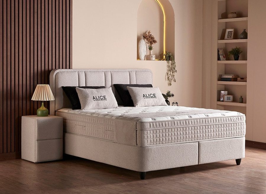 abc bedding Boxspringbett Alice Stauraumbett - Boxbett mit Bettkasten - Komfortbett, Funktionsbett mit Bettkasten