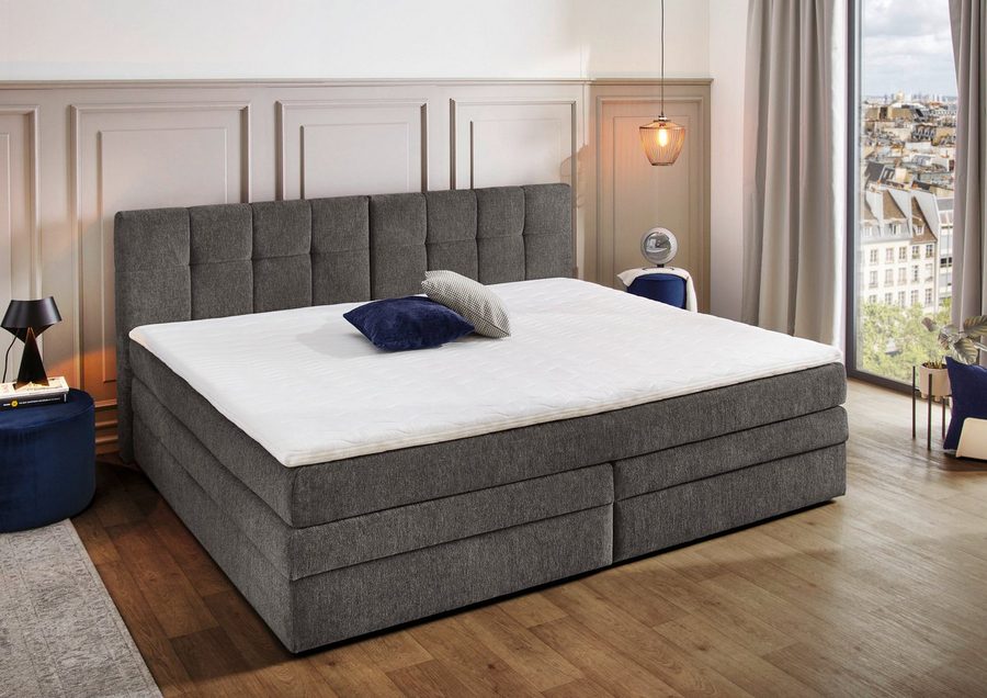 Jockenhöfer Gruppe Boxspringbett Casa Grande in der Breite 240cm, Familienbett mit Bettkasten (1.000 L), 7-Zonen-TTFK-Matratze, KS-Topper, verschiedene Härtegrade wählbar