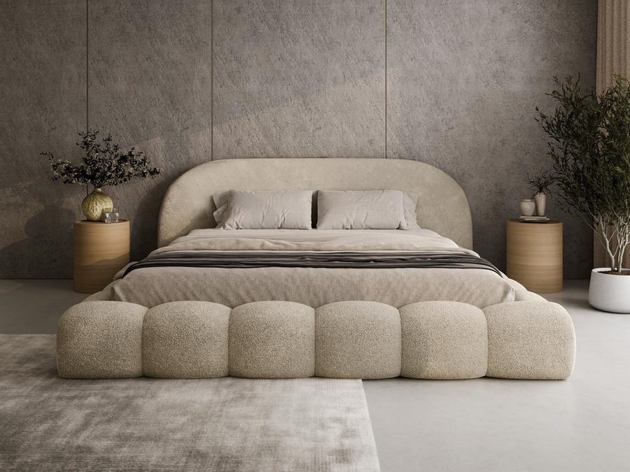 Compleo Polsterbett OMBIS, Wolkenbett mit Bettkasten und Lattenrost, Designer-Bett, MADE IN EU