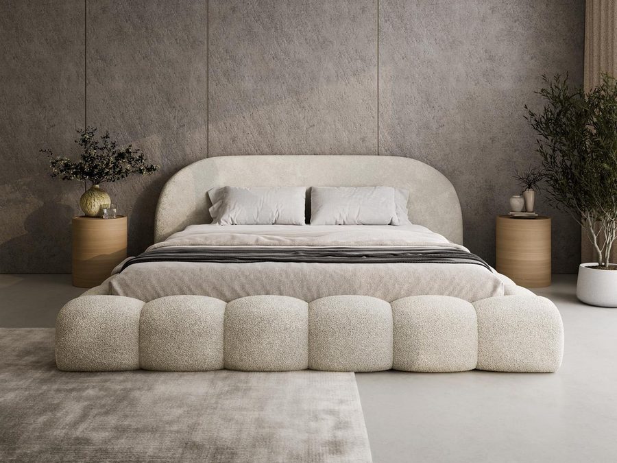 Compleo Polsterbett OMBIS, Wolkenbett mit Bettkasten und Lattenrost, Designer-Bett, MADE IN EU