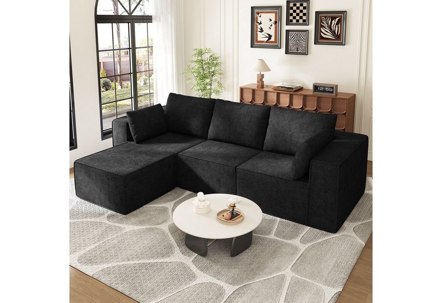 Lexzurn Ecksofa Schlafsofa mit Schlaffunktion L-Form DIY Kombination, Breit 246 cm, mit großer Chaiselongue