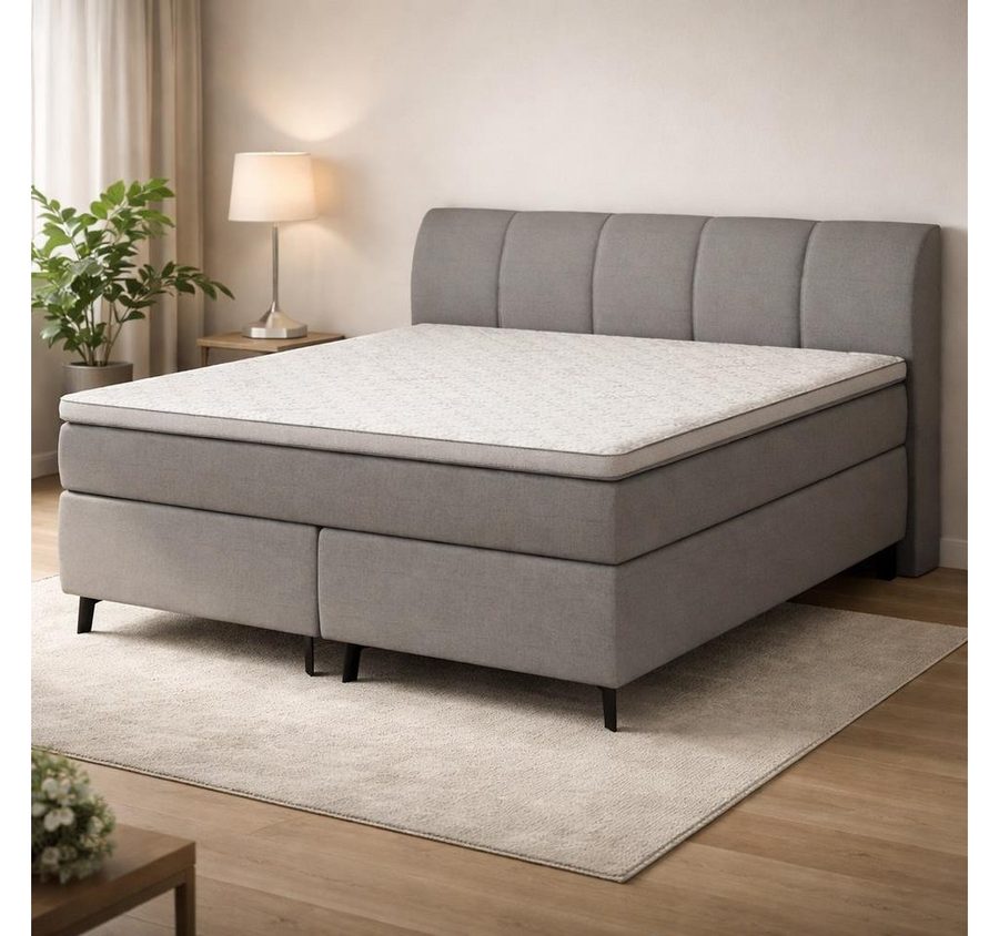 möbelando Boxspringbett PlushEvo, in Anthrazit - 190x108x216 (BxHxT)
