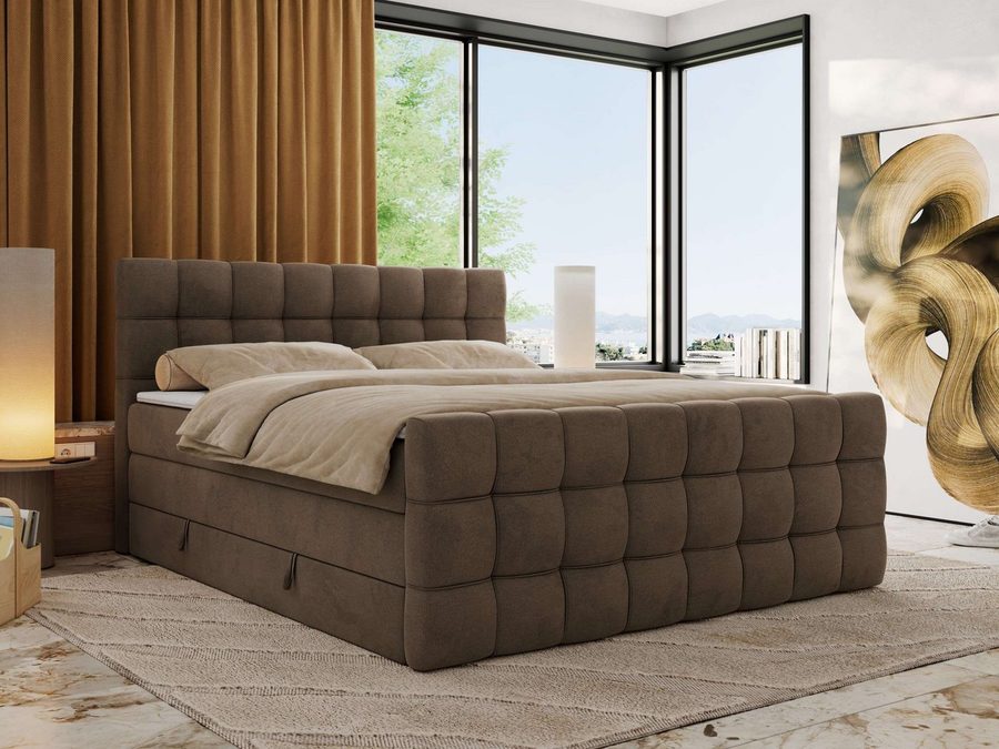 MKS MÖBEL Boxspringbett ALTIVO KING DUO (Packung, Set, Bettkästen, Topper T25/Visco, T30-Schaum, 120-200x200 cm), Doppelbett, Multipocket-Matratzen, Boxspringbett, Fußteil