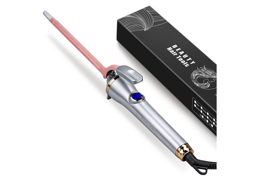 CkeyiN Lockenstab 9mm Lockendreher 130-230℃ mit LED-Anzeige Verbrühungsschutzklemmen, Keramik-Turmalin-Beschichtung, 30S schnelles Erhitzen zur Flauschiges lockiges Haar von CkeyiN