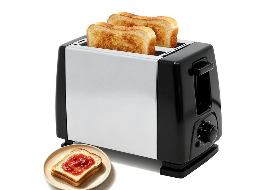 OZAVO Toaster 2-Scheiben-Toaster mit 6 Stufen und Stoppfunktion, 2 kurze Schlitze, für 2 Scheiben, 650 W, Brot-Schlitz: 13 cm × 3 cm,Mit Krümelschublade von OZAVO