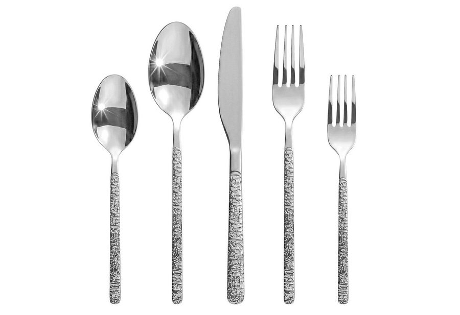 Roxlin Besteck-Set Roxlin Besteckset 30-tlg Stein Design Edelstahl, Gold/Schwarz/Silber, 6 Personen, Edelstahl von Roxlin