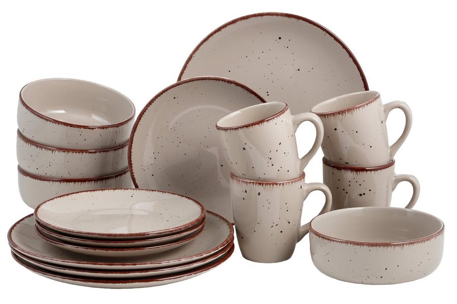OTTO home Kombiservice Sennia (16-tlg), 4 Personen, Steinzeug, Geschirr-Set, handgemalt, jedes Stück ein Unikat von OTTO home
