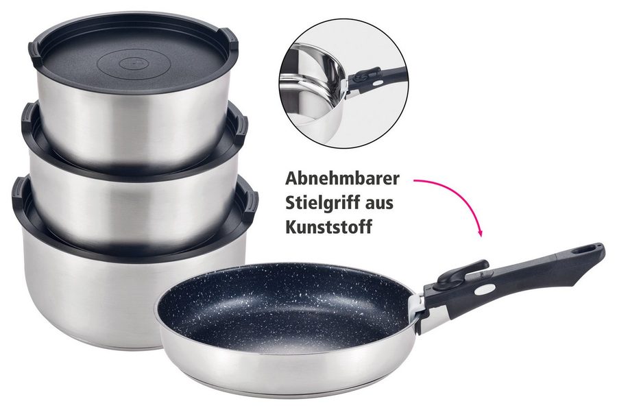GSW Topf-Set EASY CLICK, Edelstahl (Set, 8-tlg), ideal für den Camper geeignet. Induktion von GSW