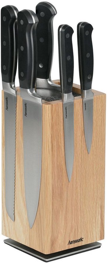 Hanseatic Magnet-Messerblock hanseatic PREMIUM, aus Holz, Messerblock Set, 6-tlg. (6tlg), elegantes Design, herausnehmbarer Borsteneinsatz, 360-Grad-drehbar von Hanseatic