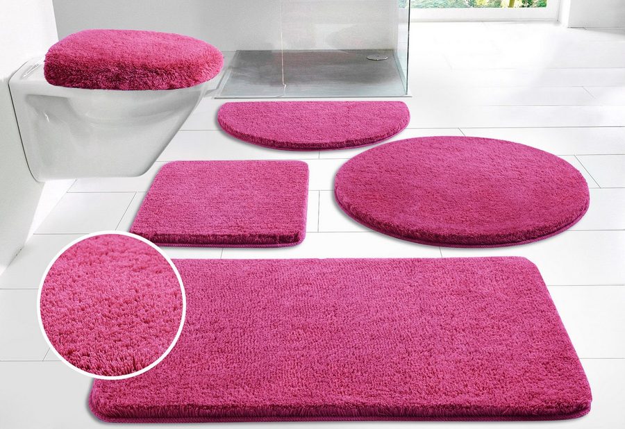 OTTO home Badematte Merida, Badvorleger, Badezimmer Teppich, Höhe 32 mm, rutschhemmend beschichtet, schnell trocknend, strapazierfähig, fußbodenheizungsgeeignet, Kunstfaser, rechteckig, Badteppich, Uni Farben, rechteckig, rund & als 2-tlg. Set erhältlich von OTTO home