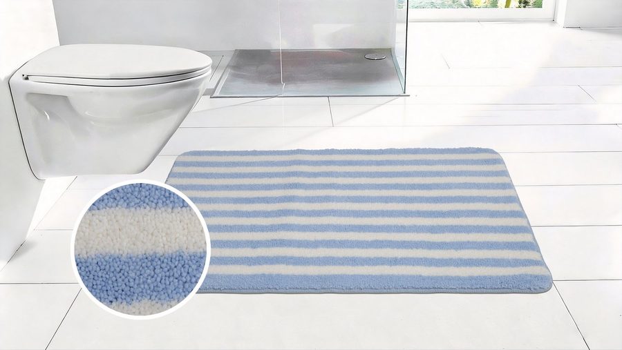 OTTO home Badematte Streifen, Jannika, Badvorleger, Badezimmer Teppich, Höhe 12 mm, rutschhemmend beschichtet, schnell trocknend, fußbodenheizungsgeeignet, Polyester, rechteckig, Scandi, modern, gestreift, Badteppich, Badematten von OTTO home