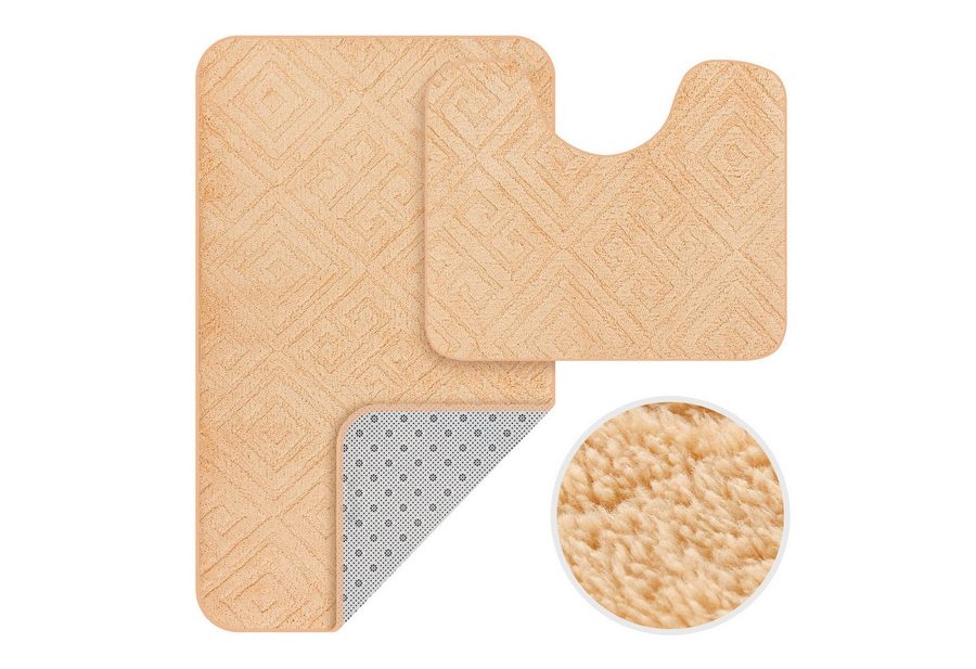 HOMELUX Badematte Badgarnitur 2-teilig mit Ausschnitt, weich & rutschfest, 2BF61, Größe: 60x100cm+60x50cm von HOMELUX
