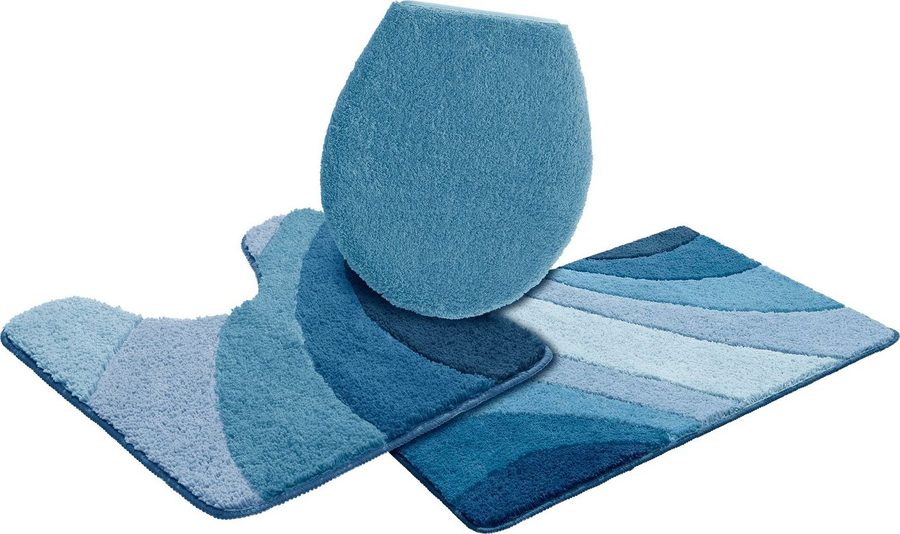 OTTO home Badematte Josie, Badvorleger, Badezimmer Teppich, Höhe 20 mm, rutschhemmend beschichtet, schnell trocknend, strapazierfähig, fußbodenheizungsgeeignet, Polyester, rechteckig, 3-tlg. Stand-WC Set, Badteppich, Badematten, rechteckig, rund & als 3-tlg. Set erhältlich von OTTO home