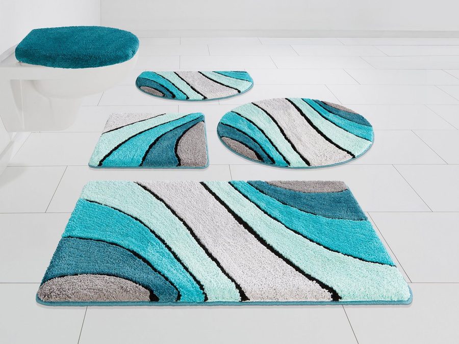 OTTO home Badematte Josie, Badvorleger, Badezimmer Teppich, Höhe 20 mm, rutschhemmend beschichtet, schnell trocknend, strapazierfähig, fußbodenheizungsgeeignet, Polyester, rechteckig, 3-tlg. Hänge-WC Set, Badteppich, Badematten, rechteckig, rund & als 3-tlg. Set erhältlich von OTTO home