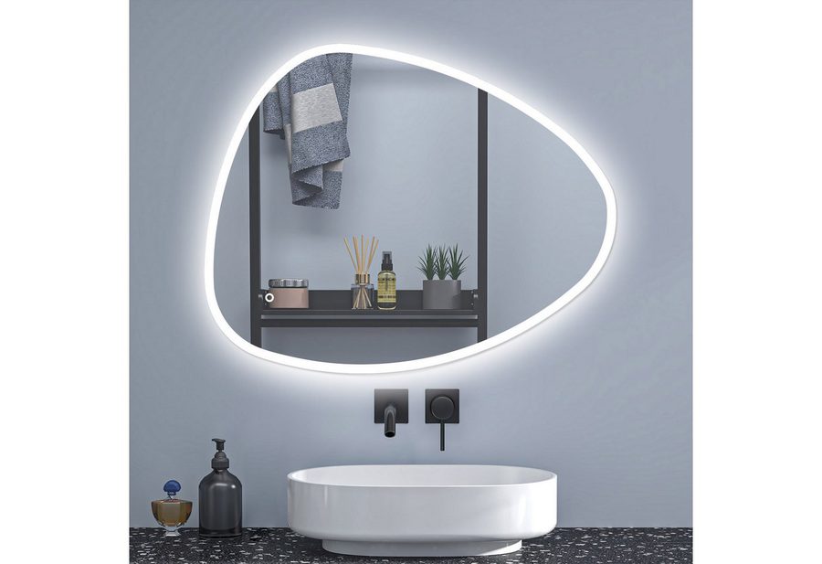 Aica Sanitär Badspiegel Asymmetrischer Badspiegel Badezimmerspiegel mit Antibeschlag Dimmbar von Aica Sanitär