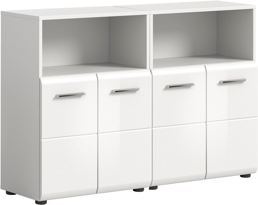 welltime Badmöbel-Set FLORENZ, 2-teilige Badkombination, hochwertige MDF-Front, (Set, 2-teiliges Set bestehend aus: 2 Midischrank breit), Bad-Kombination, Bad-Möbel, Badezimmer, Kombination, Kombi von welltime