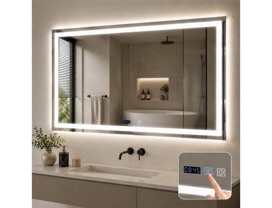 Nettlife Badspiegel Rund Touch Schalter und Entfogger Wandspiegel Beleuchtet 50/60/70/80cm, Entfogger Funktion Dimmbar Memories Funktion Ideal für Badezimmer von Nettlife