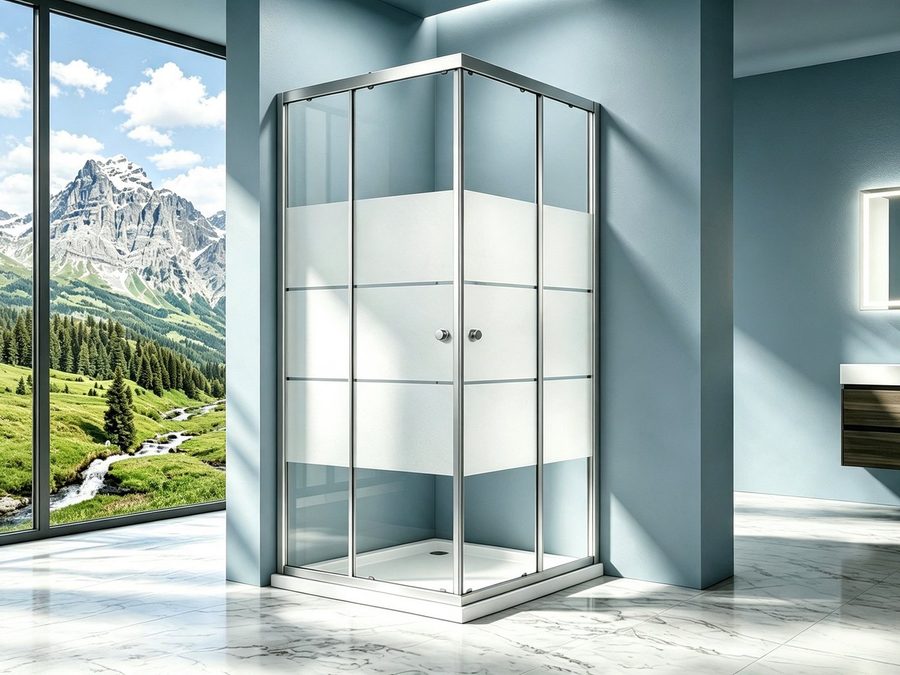 Boromal Eckdusche Duschkabine 90x90 80x80 75x90 75x75 Eckeinstieg Schiebetür H:185cm, BxT: 75x90 cm, Sicherheitsglas, verstellbar Aluprofil, Alurahmen, Duschabtrennung Glas, Milchglas, Schnellfreigabefunktion, Magnetische Duschdichtunge von Boromal