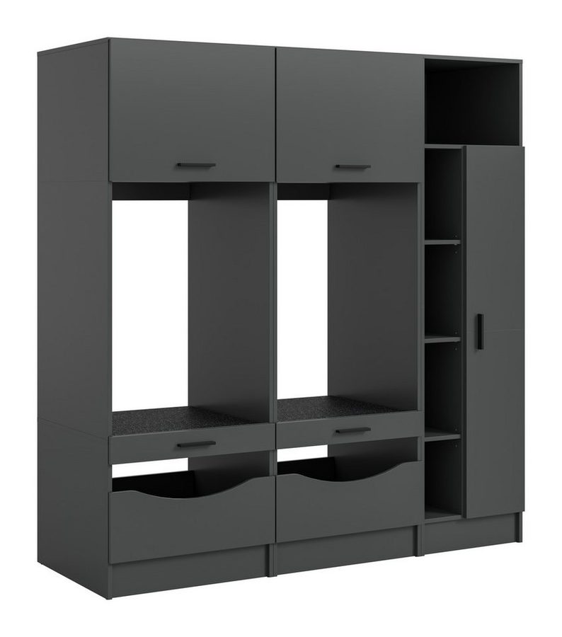 welltime Badmöbel-Set FALAS, 3-teilig, Hauswirtschaftsraum Set, Breite 182 cm, (Set, 3-St., bestehend aus: 2x Waschmaschinenumbauschrank & 1x Mehrzweckschrank), Kombination, Waschmaschinenumbau, Waschmaschinenschrank, Wäschekammer