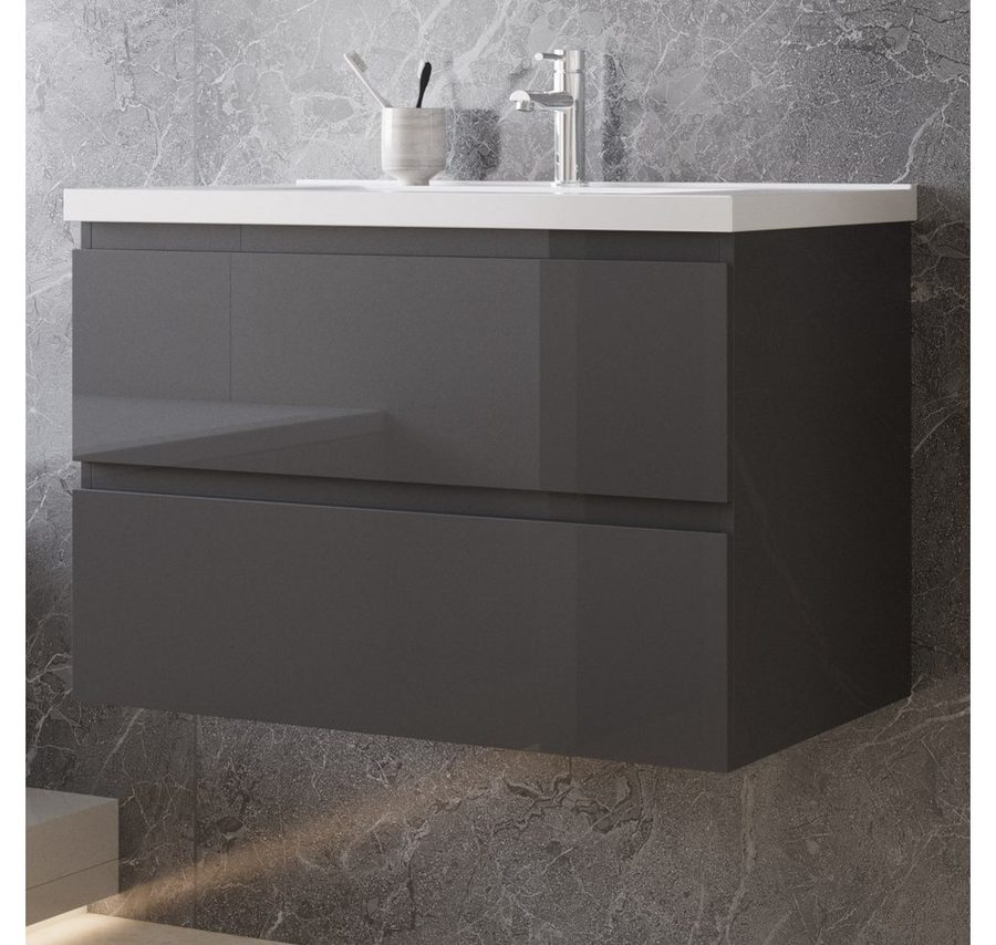 duschspa Waschtisch Badmöbel Set Waschbecken mit Unterschrank MDF, Beite 50/60/80/100 cm von duschspa