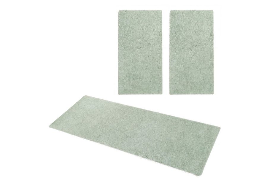 OTTO home Hochflor-Bettumrandung Microfaser Teppich Magong, besonders weich, sehr feiner Flor, Höhe 25 mm, (3-tlg), uni, einfarbiger Bettvorleger, Läufer-Set, Schlafzimmer, Kinderzimmer von OTTO home