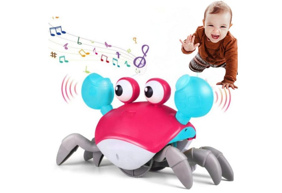 Vivitar Lernspielzeug Krabben-Babyspielzeug Interaktives Lernspielzeug für Kleinkinder (Hand-Auge-Koordination, sensorische Entwicklung und Neugier, 40 Minuten Batterielaufzeit, sicheres ABS-Material), mit LED-Lichtern, Musik, Hindernisvermeidung, flexiblen Krallen von Vivitar