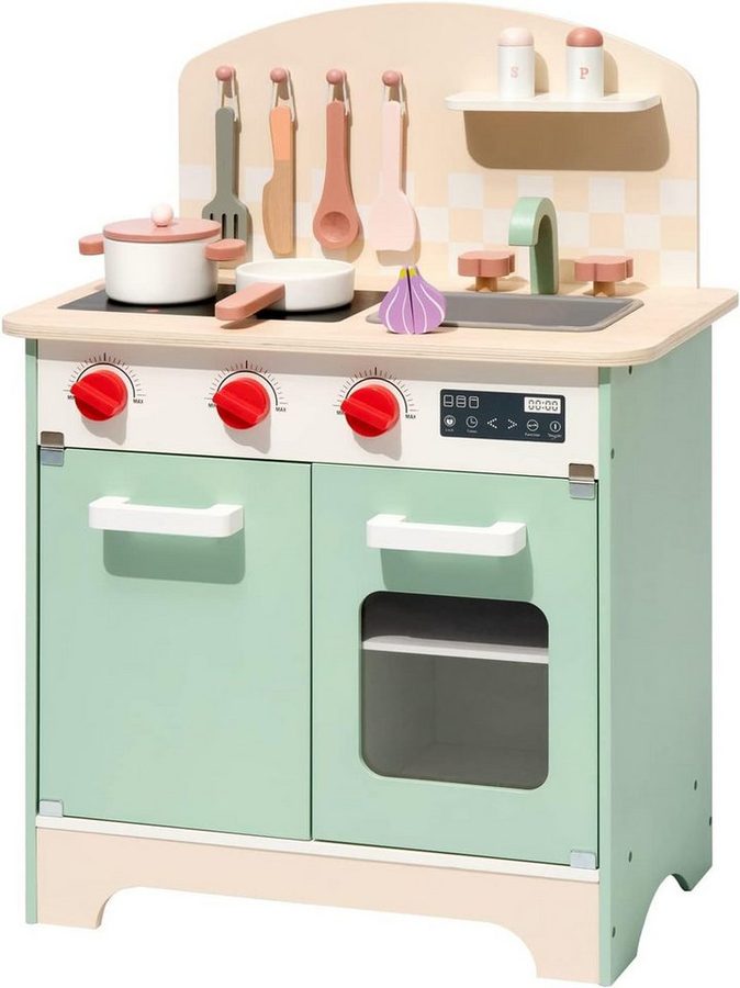 Vivitar Spielküche aus Holz mit Herd, Backofen, Kühlschrank, Mikrowelle & Spüle, kreatives Rollenspiel-Kochset für Kinder, Lernspielzeug von Vivitar