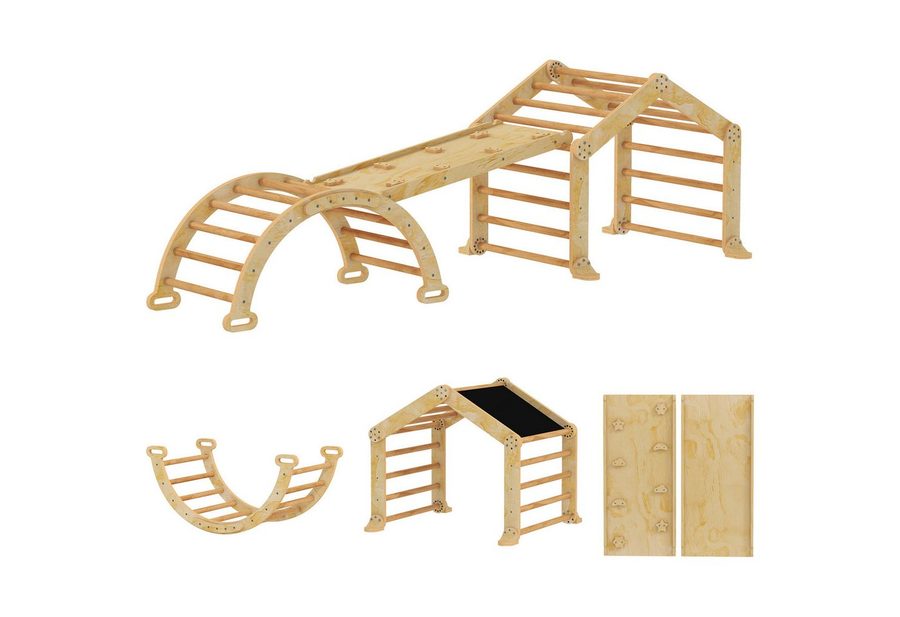 AIYAPLAY 9-in-1 Indoor-Klettergerüst, Rampe, Rutsche, Leiter, Schreibtafel von AIYAPLAY