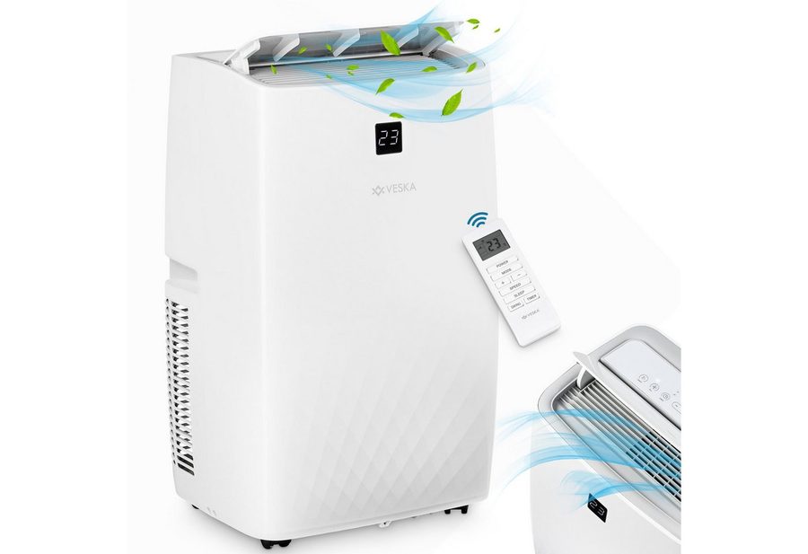 VESKA Klimagerät Klimaanlage Mobil 12000 BTU/h - 3.500 Watt, Monoblock mit WiFi/ App - Fernbedienung, Timer, Luftentfeuchter