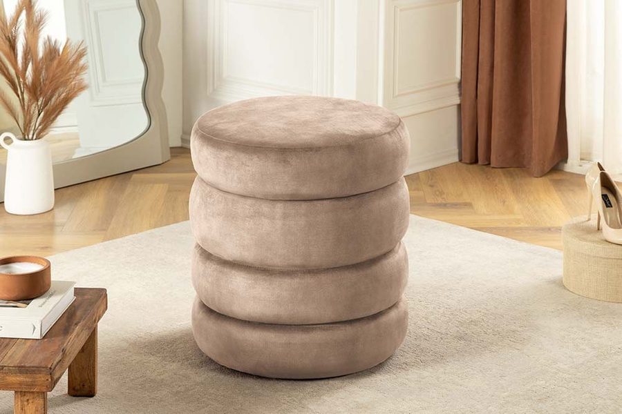 riess-ambiente Polsterhocker VOGUE 40cm champagner/greige - Samt, mit Stauraum, gepolstert, rund (Einzelartikel, 1 St), Eleganter Sitzhocker - ideal f. Ankleide, Flur, Wohnzimmer & Garderobe von riess-ambiente