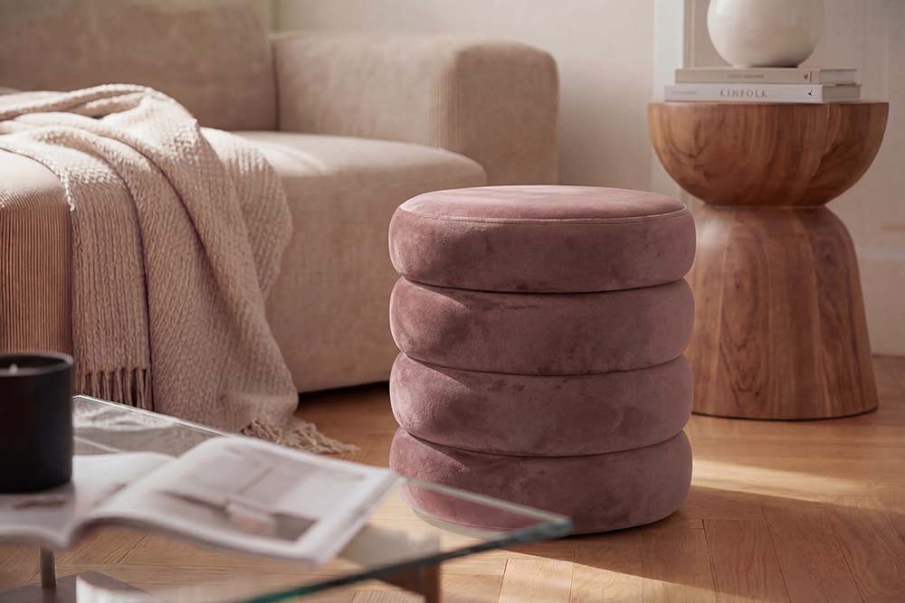 riess-ambiente Polsterhocker VOGUE 40cm rosa - Samt, mit Stauraum, gepolstert, rund, retro (Einzelartikel, 1 St), Eleganter Sitzhocker - ideal f. Ankleide, Flur, Wohnzimmer & Garderobe von riess-ambiente