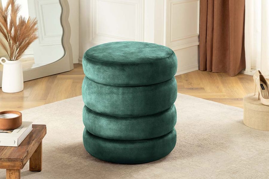 riess-ambiente Polsterhocker VOGUE 40cm grün - Samt, mit Stauraum, gepolstert, rund, retro (Einzelartikel, 1 St), Eleganter Sitzhocker - ideal f. Ankleide, Flur, Wohnzimmer & Garderobe von riess-ambiente