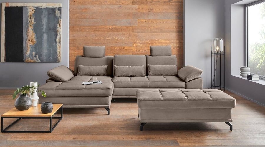 OTTO home Ecksofa Costello L-Form, B: 301cm, Sitztiefen & Armteilverstellung, Federkern, 3 Nierenkissen, optional Schlaffunktion & Bettkasten