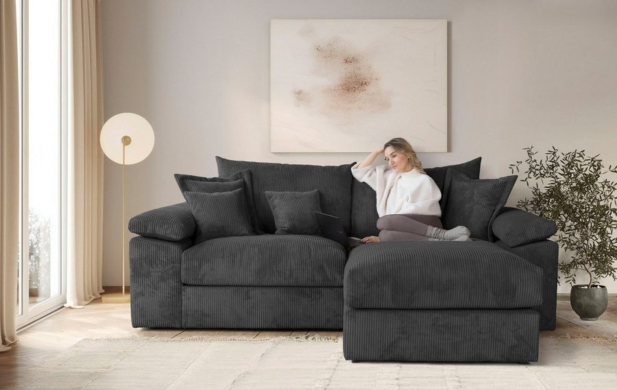 OTTO home Ecksofa Soft&Cosy XL L-Form, B: 246 cm - OTTO. Verlässliche Qualität., Mega-Sofa, Cord oder Chenille-Struktur, mit Federkern & 4 Zierkissen