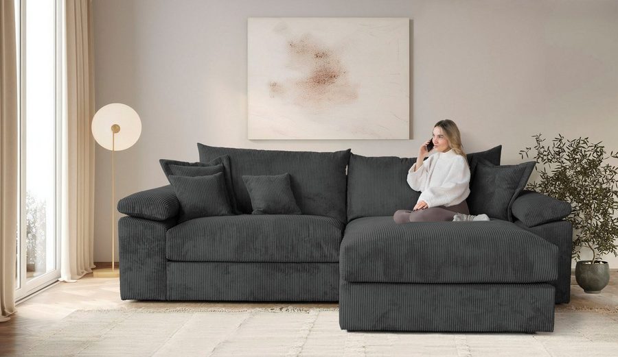 OTTO home Ecksofa Soft&Cosy XXL L-Form, B: 303 cm - OTTO. Verlässliche Qualität., Mega-Sofa, Cord oder Chenille-Struktur, mit Federkern & 4 Zierkissen