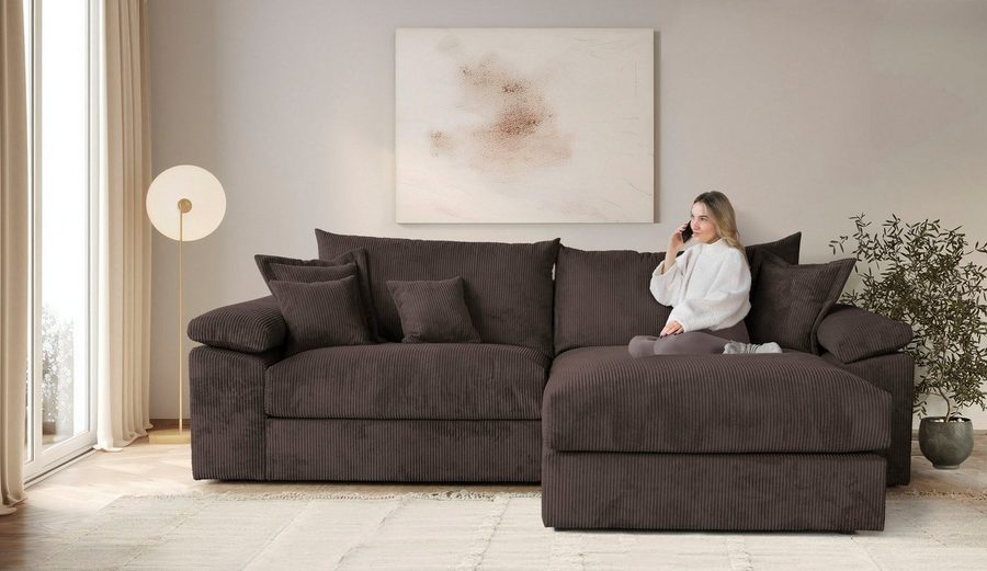 OTTO home Ecksofa Soft&Cosy XXL L-Form, B: 303 cm - OTTO. Verlässliche Qualität., Mega-Sofa, Cord oder Chenille-Struktur, mit Federkern & 4 Zierkissen