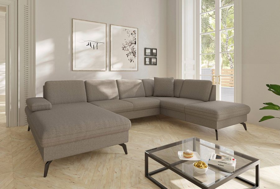 sit&more Wohnlandschaft Morris Jubi U-Form, B: 300 cm, Armteilverstellung, optional mit Bettfunktion, 1 Zierkissen, komfortable Sitzhöhe 44 cm
