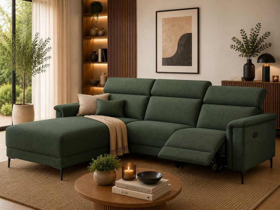 OTTO home Ecksofa LUND, Struktur-Bezug, L-Form, 261cm, man. /elektr. Relaxfunktion, auch mit USB A-Anschluss sowie Kopfteilverstellung